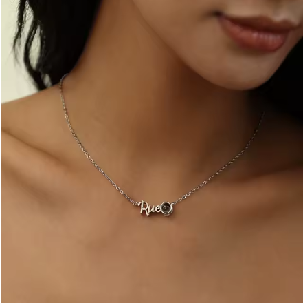 Collar con nombre + foto oculta persozalizada