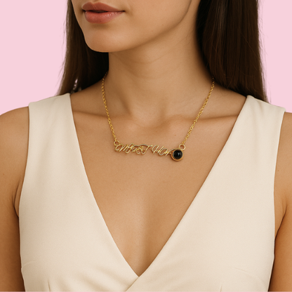 Collar con nombre + foto oculta persozalizada