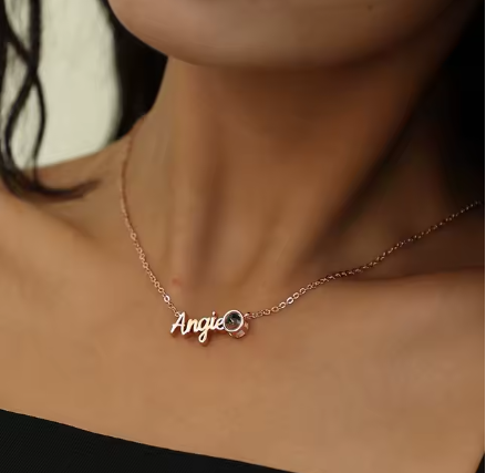 Collar con nombre + foto oculta persozalizada